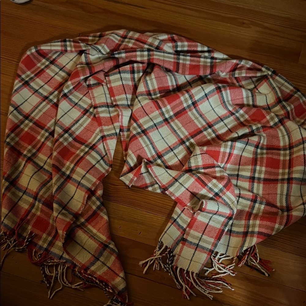 Plaid Fringe Scarf